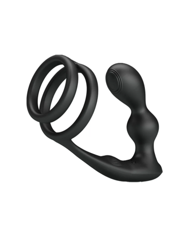 PRETTY LOVE - MARSHALL PENIS RING WITH VIBRATORY ANAL PLUG WITH REMOTE CONTROL