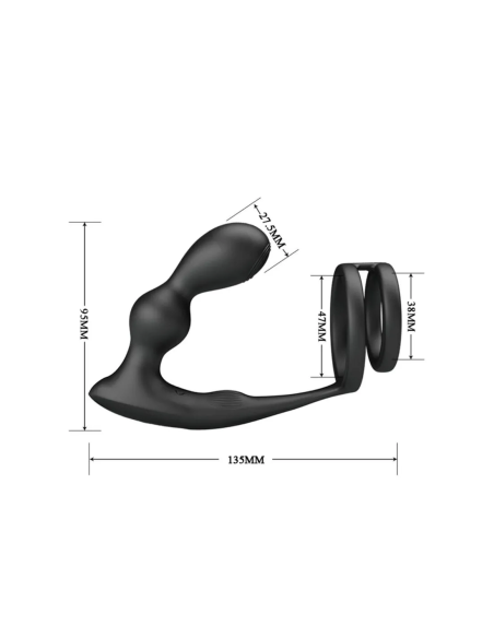PRETTY LOVE - MARSHALL PENIS RING WITH VIBRATORY ANAL PLUG WITH REMOTE CONTROL