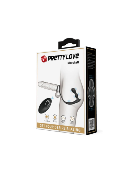 PRETTY LOVE - MARSHALL PENIS RING WITH VIBRATORY ANAL PLUG WITH REMOTE CONTROL