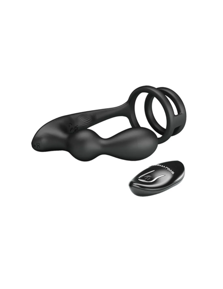 PRETTY LOVE - MARSHALL PENIS RING WITH VIBRATORY ANAL PLUG WITH REMOTE CONTROL