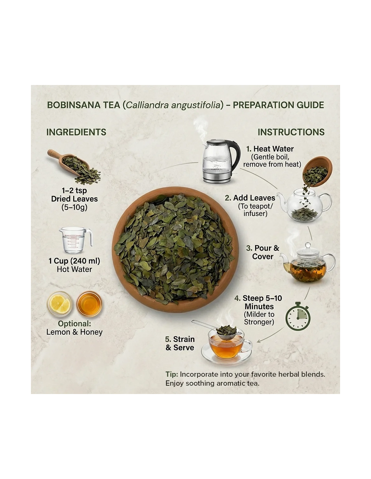 Bobinsana Tee (Calliandra Angustifolia) – Ganze Blätter aus Peru