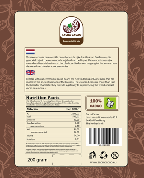 Raw cacao beans guatamala ceremonial grade - 200 gram  - 2 Raw cacao beans guatamala ceremonial grade - 200 gram  - 2