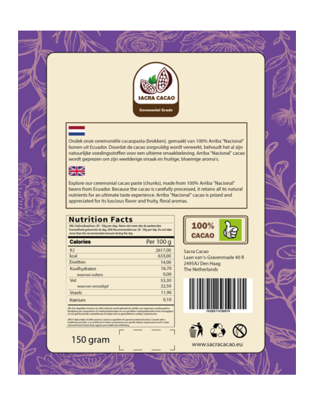 Raw cacao paste chunks ceremonial grade - 150 gram  - 2 Raw cacao paste chunks ceremonial grade - 150 gram  - 2