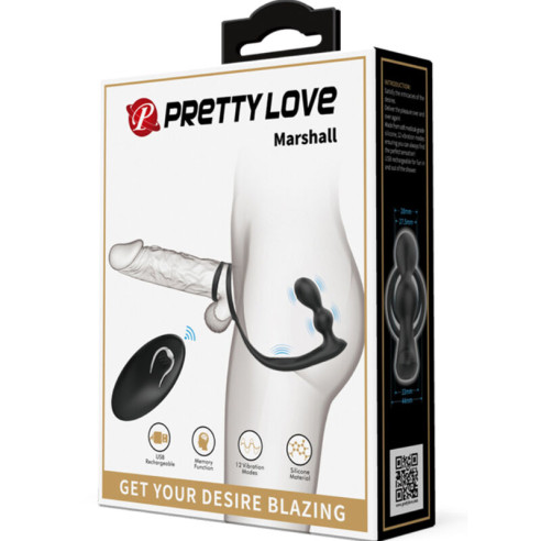 PRETTY LOVE - MARSHALL PENIS RING WITH VIBRATORY ANAL PLUG WITH REMOTE CONTROL - 3