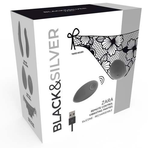 BLACK&SILVER - ZARA REMOTE CONTROL STIMULATOR WITH FREE PANTY  - 3
